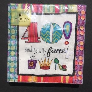 2 Packages Cypress Home Paper Beverage Napkins Cocktail 40th Birthday Party NWT